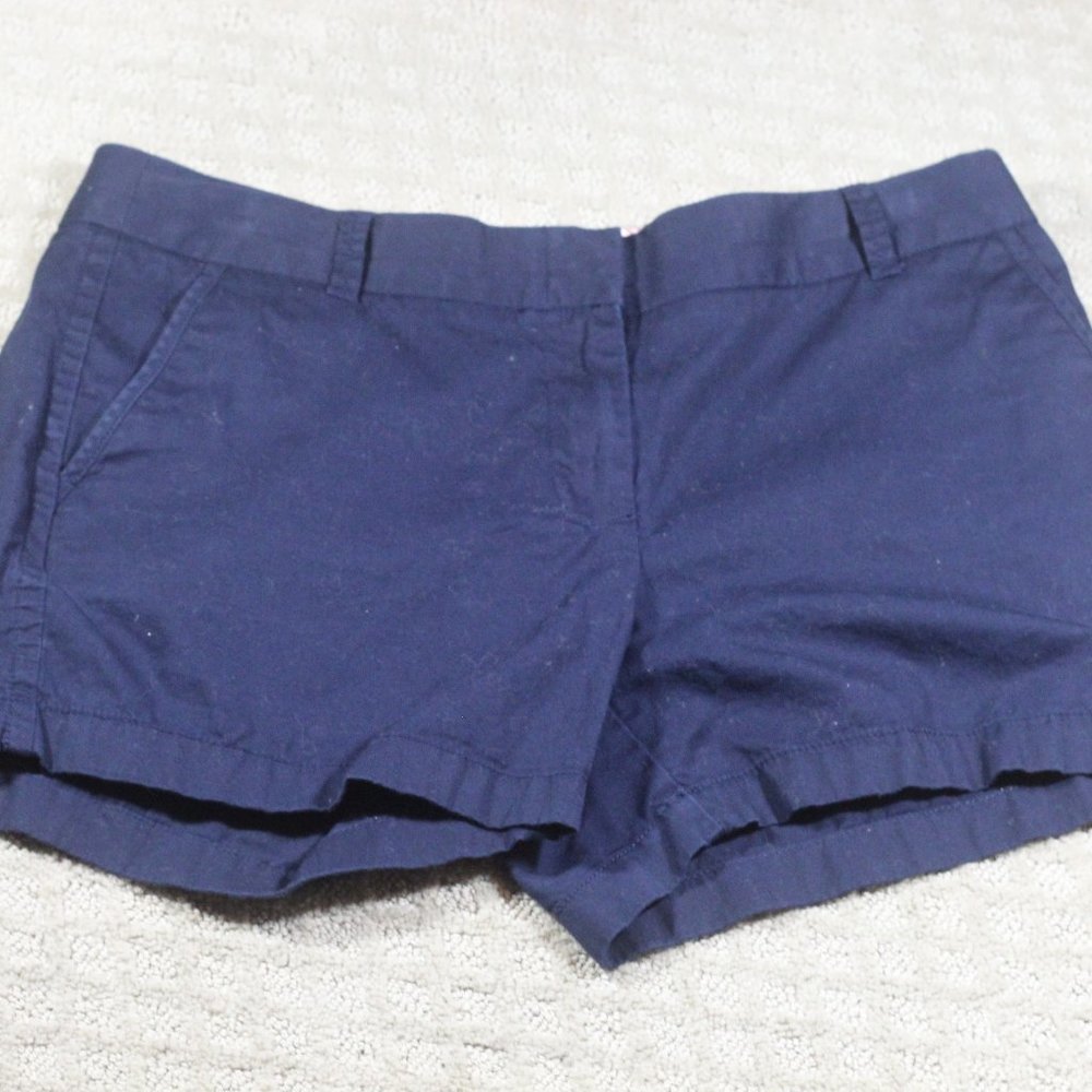 J. Crew Size 8 100% Cotton Chino Broken-In Navy Blue 4" Inseam Shorts